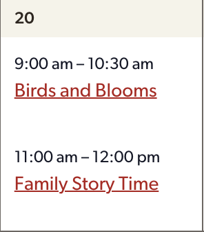 A screenshot of Day 1 schedule.
